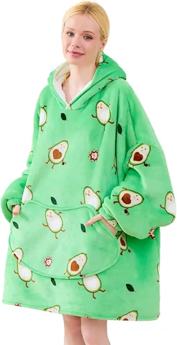 Miniatura 31 de Moinlizy - Sudadera con capucha tipo manta extragrande, portátil con capucha y bolsillo, de grueso sherpa, para mujeres y hombres adultos