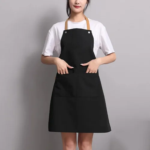 Miniatura 2 de minjiSF Vestido de delantal ajustable con botones para mujer y hombre, con 2 bolsillos para cocina, cocina, jardinería, vestido para mujer