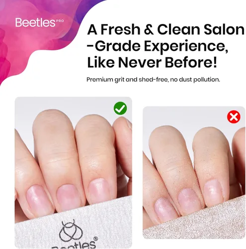 Miniatura 5 de Beetles Pro 3 piezas de lima de uñas y almohadilla de uñas - Limas y almohadillas de uñas profesionales de grano 100/180/240 de doble cara lavables