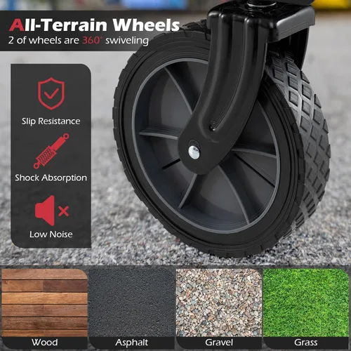 Miniatura 3 de Goplus Carrito plegable de 38 pulgadas, carro de playa plegable de alta resistencia de 400 libras con ruedas todo terreno y 2 portavasos, carrito