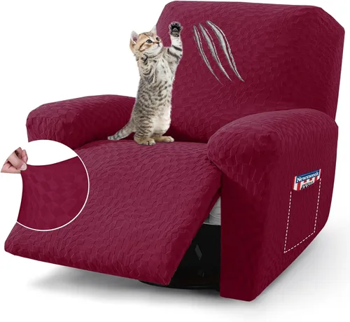 Miniatura 26 de ZNSAYOTX 2026 Funda elástica para sillón reclinable de 3 piezas (61 cm-94 cm) Fundas súper suaves para silla reclinable con bolsillo grande y lazos