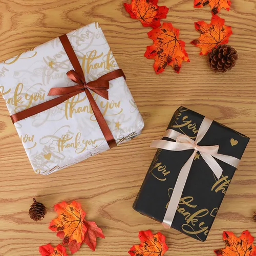 Miniatura 4 de 100 hojas de papel de seda de regalo de agradecimiento de 14 x 20 pulgadas, color rosa reciclable con bolsa de embalaje dorada metálica para bodas
