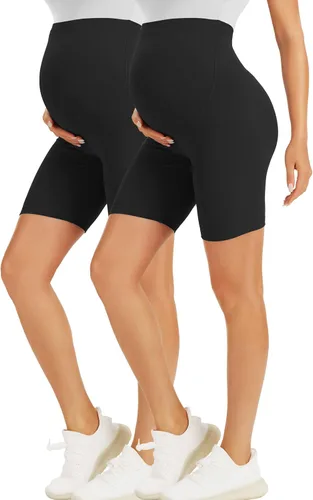 BONVIGOR Pantalones cortos de maternidad sobre el vientre, para entrenamiento, yoga, atlético, embarazo, pantalones cortos de descanso