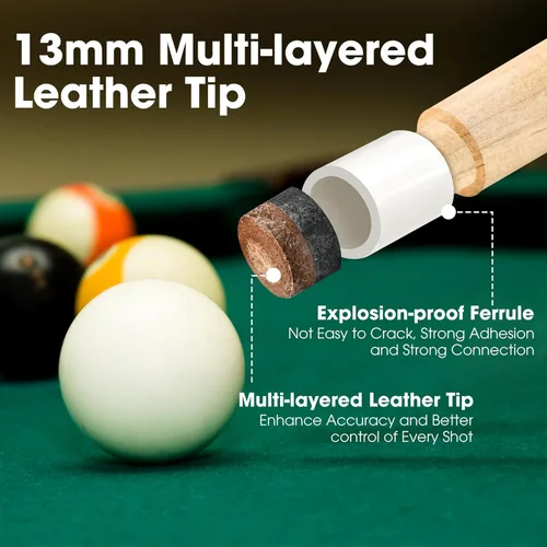 Miniatura 4 de Professional Pool Cue Stick for Adults or Kids 36" 42" 48" 52" 58" 16/18/20OZ Billiard Cue Stick with 13mm Tip Set of 2 Set of 4 52 pulgadas-2 piezas