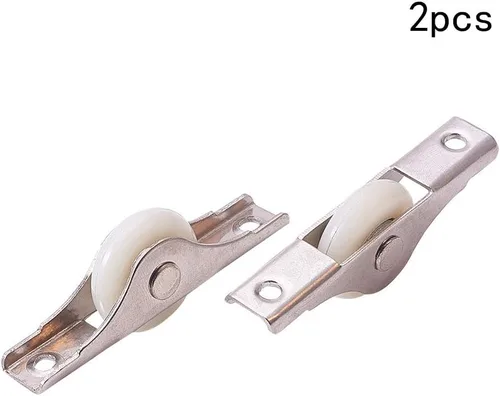 Miniatura 3 de 2 poleas de ventana de puerta corredera de 0.906 in/0.91 pulgadas de diámetro de rueda de nailon galvanoplastia de una sola rueda de acero