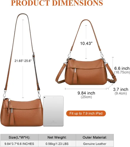 Miniatura 23 de Over Earth Genuine Leather Crossbody Bags for Women Small Hobo Handbags Shoulder Purses with 2 Detachable Straps