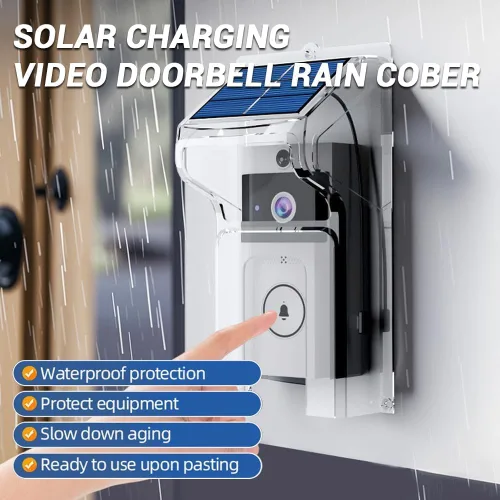 Ring Doorbell Mount with Solar Charger,Doorbell Rain Cover Compatible with Ring & Blink,Adjustable Waterproof Protector Shield with Solar