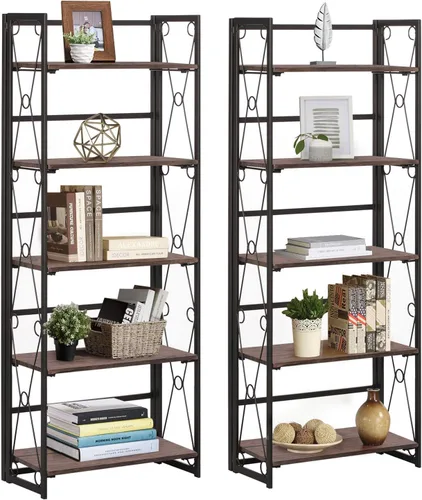 Miniatura 11 de VECELO Estantería pequeña, organizador de almacenamiento de 3 niveles, estantería industrial para oficina en casa, sala de estar, dormitorio, 30