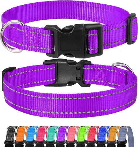 Miniatura 7 de FunTags Collar reflectante para perros, collares de nailon resistentes para perros pequeños machos y hembras, collar ajustable para perros