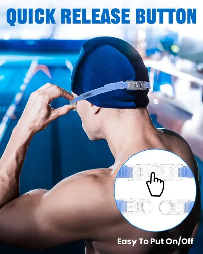 Miniatura 7 de Keary Gafas de natación para adultos para hombres y mujeres, gafas de natación para jóvenes, protección UV, antivaho, gafas de agua para piscina Azul