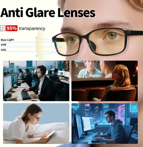 Miniatura 3 de Lentes de bloqueo de luz azul, lentes de filtro de luz azul de visión HD, antifatiga ocular para jugadores y trabajadores de oficina, experimenta