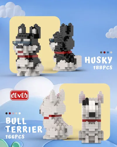 Miniatura 6 de dOvOb Micro Mini Blocks 8 en 1 juego de perros, 1616 piezas de ladrillos, colección de rompecabezas 3D, juguetes de modelo animal como regalo