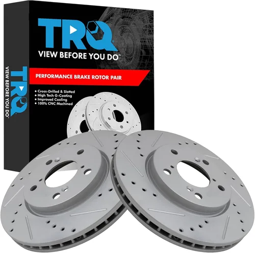 Miniatura 275 de TRQ Juego de rotores de freno de rendimiento trasero con revestimiento G premium compatible con Mazda 6 2014-2021