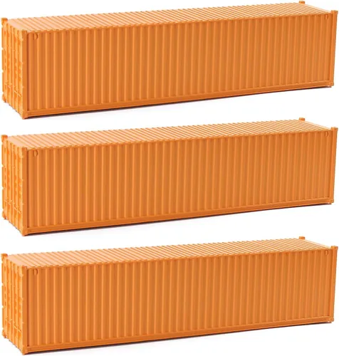 Miniatura 12 de 3pcs HO Escala sin decorar 40 ' (pies) Contenedores de envío 1:87 Contenedor lateral acanalado blanco C8740W