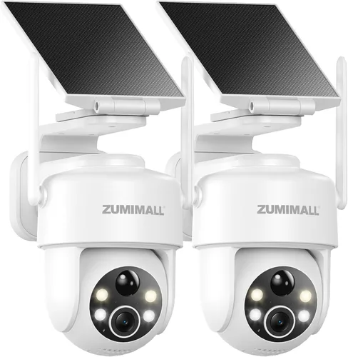 Miniatura 10 de ZUMIMALL Cámaras de seguridad solar 2K inalámbricas para exteriores, cámara PTZ de 360° para seguridad del hogar con visión nocturna a