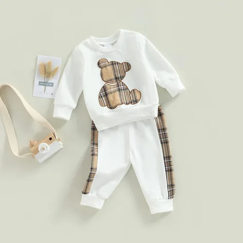 Miniatura 2 de Sasaerucure Conjunto de 2 piezas para bebé, niña, niño, manga larga, arcoíris, con pantalones de leopardo, ropa de invierno y primavera