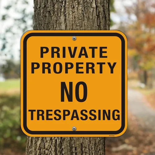 Miniatura 5 de Señal grande de propiedad privada No Trespassing (4 unidades), metal de aluminio reflectante, resistente a la intemperie al aire libre