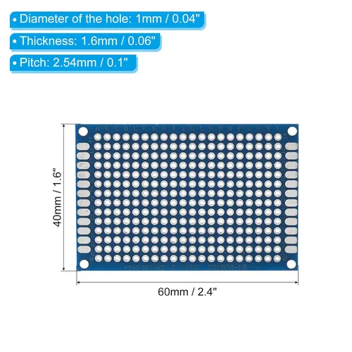 Miniatura 2 de PATIKIL Placa PCB de doble cara de 2.4 x 1.6 in, 20 piezas de 0.063 in de grosor, placa de circuito PCB FR-4 Perfboard para experimentos