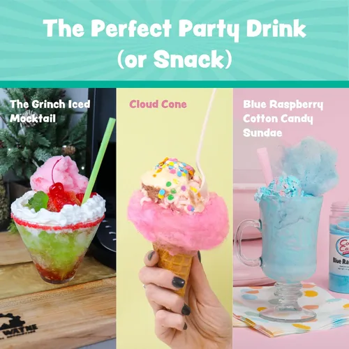 Miniatura 6 de Cotton Candy Express Paquete variado de azúcar de hilo dental con seis frascos de plástico de 11 onzas en total de cereza, frambuesa azul, uva