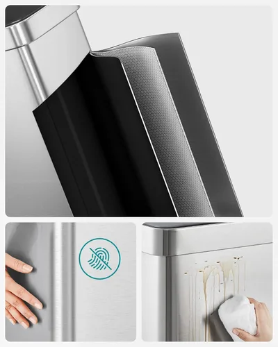 Miniatura 7 de SONGMICS Basurero de cocina de 16 galones (2 x 8 galones) con doble compartimento, cubo de reciclaje de pedal de 60 L, se mantiene abierto y cierre