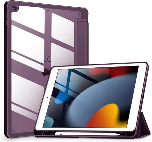 Miniatura 13 de VIKESI - Funda para iPad de 9ª / 8ª / 7ª generación de 10.2 pulgadas (lanzada en 2021/2020/2019), parte trasera transparente, cubierta de marco
