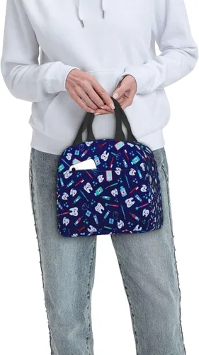Miniatura 8 de Bolsa de Almuerzo Higienista Dental Lonchera para Mujeres y Hombres Bolsa de Picnic Aislada Enfriador Térmico Bolsa Tote Linda para Trabajo Camping