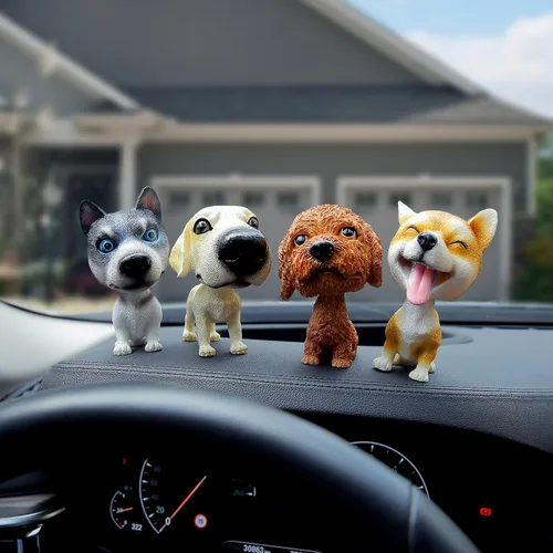 Miniatura 7 de Perros de juguete con cabeza móvil para decorar el auto, cachorros con cabeza de burbuja para el salpicadero (Golden Retriever)