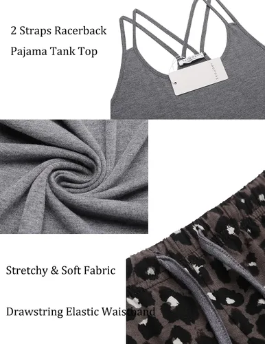 Miniatura 5 de Ekouaer - Conjunto de pijama para mujer, diseño de camiseta sin mangas con espalda cruzada, ropa de dormir suave