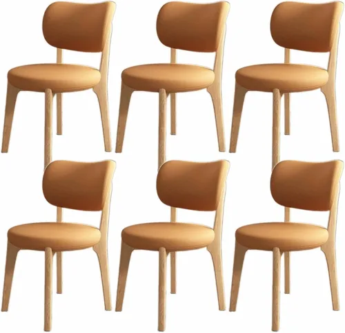 Miniatura 30 de Juego de sillas de comedor de madera modernas con respaldo curvado, sillas de cocina tapizadas con marco de madera, sillas laterales sin brazos