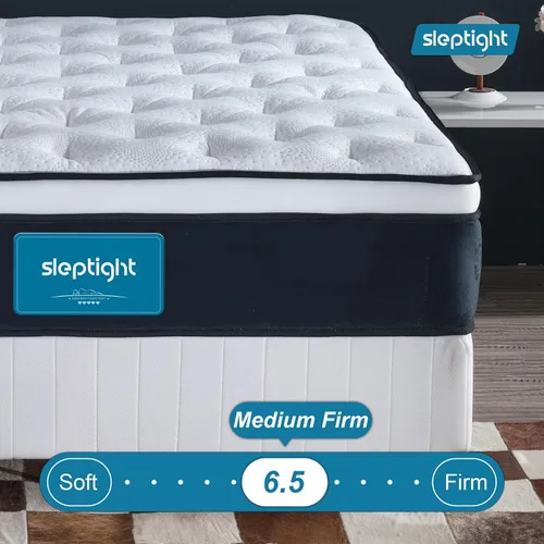 Miniatura 4 de Colchón Queen de nivel hotelero de 12 pulgadas, colchón híbrido Queen en una bolsa, resorte de espuma viscoelástica para soporte firme medio