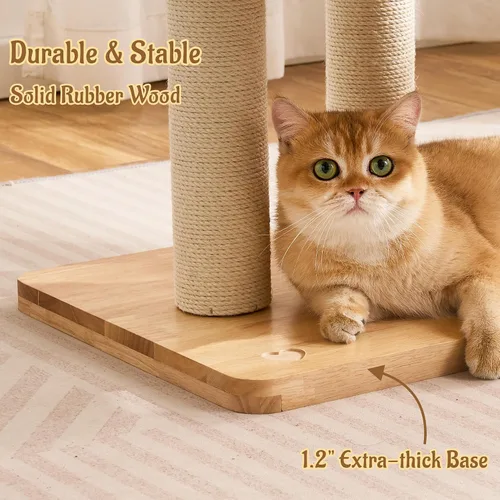 Miniatura 7 de Árbol Moderno de Madera Maciza para Gatos Adultos Grandes de Interior, Torre para Gatos de 50 Pulgadas de Alto con Postes Rascadores de Sisal, 50.0