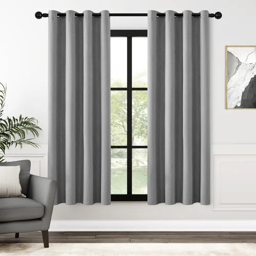 Miniatura 119 de ChrisDowa Cortinas 100% Opacas de Abedul Sólido de 45 Pulgadas de Largo, 2 Paneles para Dormitorio y Sala de Estar, Estilo Granja Oscurecedoras