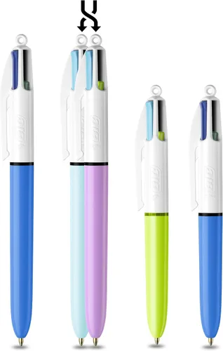Miniatura 2 de BIC Paquete de 4 bolígrafos retráctiles con cuatro colores de tinta (2 mini, 2 originales)