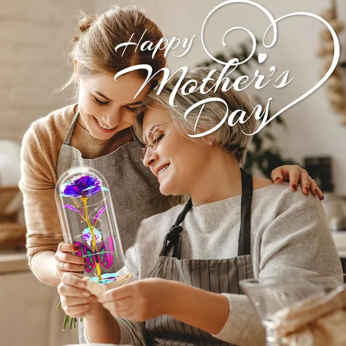 Miniatura 8 de Otlonpe Lámpara de flor de rosa artificial preservada, regalos para mujeres para cumpleaños, Navidad, San Valentín, día de la madre, 7.7 pulgadas
