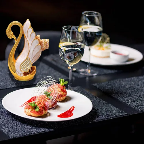 Miniatura 4 de Soporte de base de cisne con 6 cucharas de postre de café, organizador de cucharas de café de metal, cucharadita de fruta, postre, cubiertos