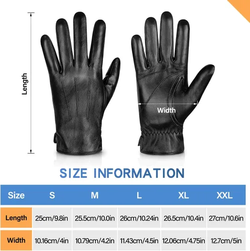 Miniatura 5 de Alepo Genuine Sheepskin Leather Gloves for Men, Winter Warm Touchscreen Texting Cashmere Lined Driving Motorcycle Gloves