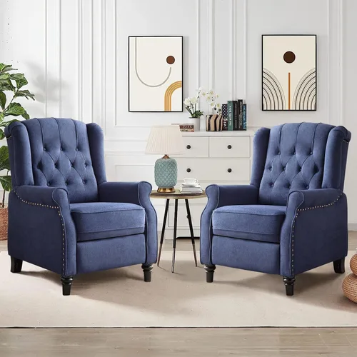 Miniatura 10 de CANMOV Silla Reclinable de Empuje hacia Atrás, Silla Decorativa, Sillón Reclinable de Mediados de Siglo con Respaldo Alto, Silla Reclinable de Tela