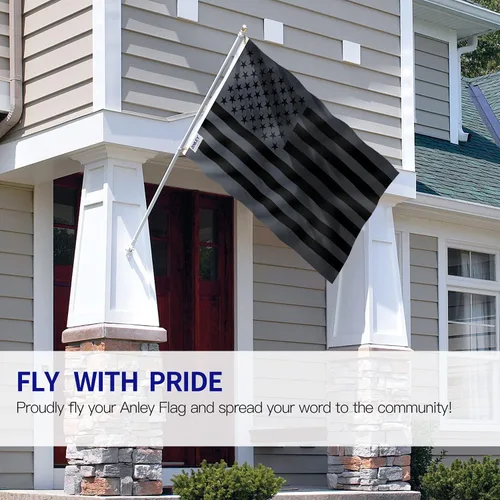 Miniatura 2 de Anley Fly Breeze - Bandera estadounidense negra de 3 x 5 pies, color vivo y a prueba de decoloración, cabecera de lona y doble costura, banderas