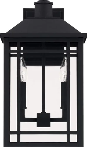 Capital Lighting 927121BK Braden - Aplique de pared de cristal transparente para exteriores, 2 luces, 120 vatios totales, 17 pulgadas de alto x 10
