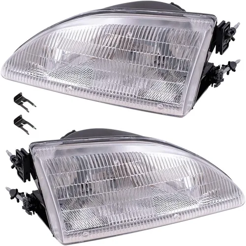 Repuesto de faros delanteros lado del chófer y pasajero con lente texturado para Ford F4ZZ13008F F4ZZ13008E
