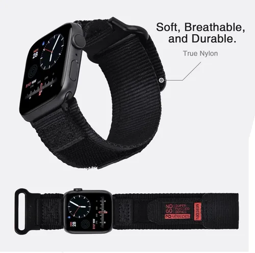 Miniatura 6 de Nereides Compatible con Correa de Apple Watch Ultra 3/2/1, Correa Deportiva de Nylon con Diseño Tejido para 49 mm (L, Negro)