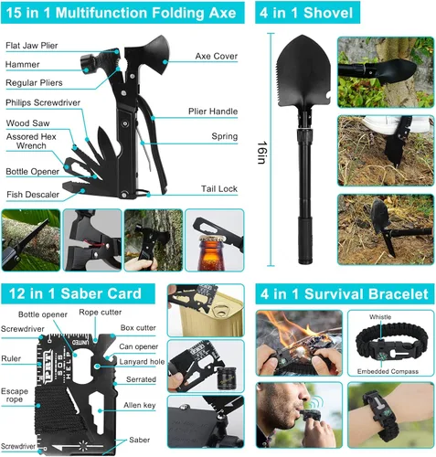 Miniatura 3 de Survival Gear - Kit profesional y mochila grande para campamento, kit de primeros auxilios para aventura al aire libre, accesorios de senderismo