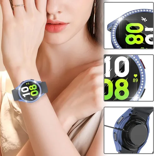 Miniatura 4 de RICHONE Compatible con Samsung Galaxy Watch 5 y Watch 4 y FE 40 mm Protector de pantalla Estuches de strass, Accesorios de cubiertas protectoras