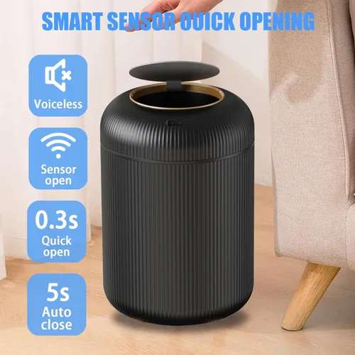 Miniatura 6 de URALFA - Cubo de basura con sensor de movimiento y tapa, 3 galones / 11 L, cubo de basura automático para baño, cubo de basura sin contacto, cubo