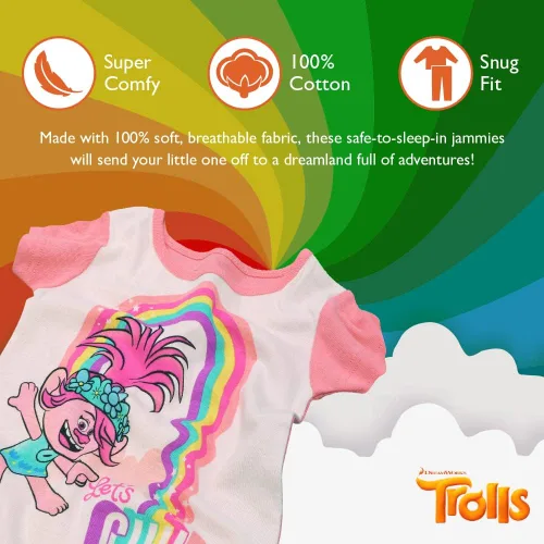 Miniatura 3 de DreamWorks Conjunto de pijama de algodón de 4 piezas para niña