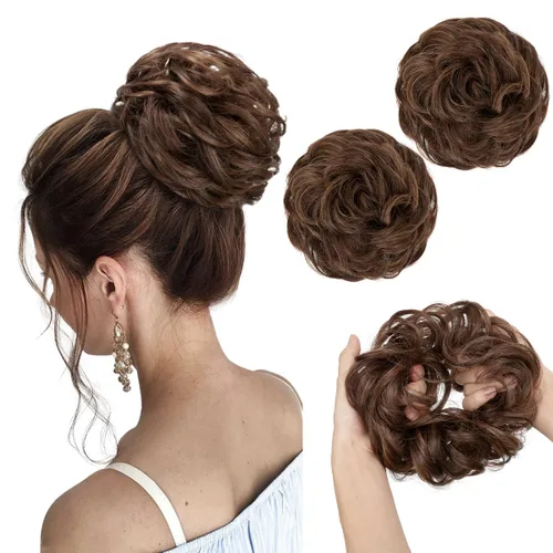Miniatura 8 de SARLA 2 piezas de cabello desordenado color burdeos, onduladas, rizadas, sintéticas, coleteros falsos, extensiones de cola de caballo para mujeres
