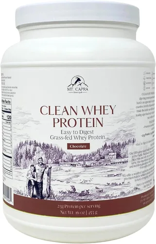 Mt. Capra Clean Whey Protein | Proteína de suero de cabra sin desnaturalizar alimentada con pasto | 0.81 oz de proteína por porción, totalmente