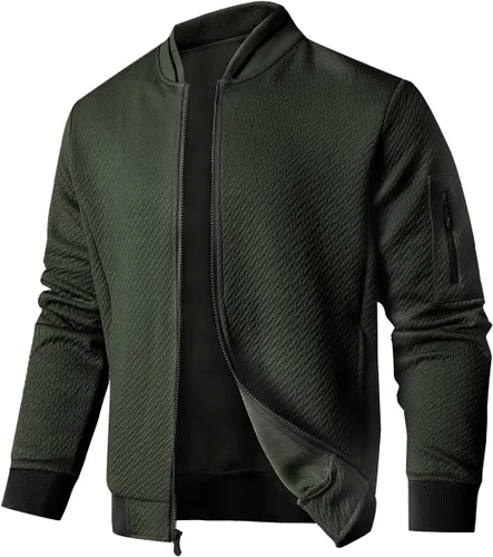 SAVKOOV Chaqueta ligera de ajuste holgado para hombre, chaqueta bomber casual y elegante