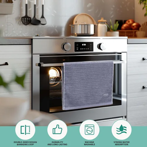 Miniatura 7 de SALAS Toallas de cocina para cocina, toallas de mano de algodón a granel, paños de cocina a cuadros de 390 GMS para secar platos con lazo para retro