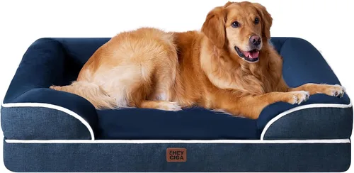 Miniatura 110 de EHEYCIGA - Cama ortopédica para perro grande, impermeable, de espuma viscoelástica y espuma tipo caja de huevos, bordes elevados, antideslizante